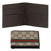 Brun Gucci Bi-plis Signature Web Portefeuille Shop France